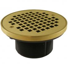 Jones Stephens D56307 - 3-1/2'' IPS PVC Spud with 6'' Polished Brass Strainer with Ring