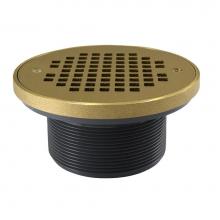 Jones Stephens D56309 - 4'' IPS PVC Spud with 6'' Polished Brass Strainer with Ring