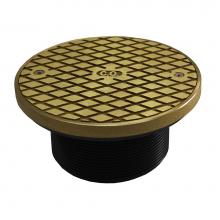 Jones Stephens D57915 - 4'' ABS Cleanout Spud with 6'' Polished Brass Round Cover with Ring