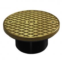 Jones Stephens D59906 - 3-1/2'' Heavy Duty PVC Cleanout Spud with 6'' Polished Brass Round Cover with