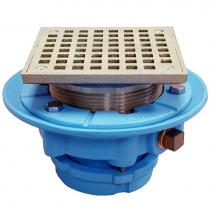 Jones Stephens D65509 - 2'' No Caulk Mechanical Joint Code Blue Floor Drain with 7'' Pan and 5'&a