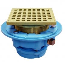 Jones Stephens D65511 - 2'' No Caulk Mechanical Joint Code Blue Floor Drain with 7'' Pan and 5'&a