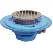 Jones Stephens D66500 - 2'' No Caulk Mechanical Joint Code Blue Floor Drain with 9'' Pan and 5'&a