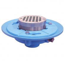 Jones Stephens D66620 - 2'' IPS Code Blue Floor Drain with 9'' Pan and 5'' Nickel Bronze Rou