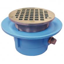Jones Stephens D67031 - 3'' No Hub Code Blue Slab Drain with 7'' Pan and 4'' Nickel Bronze R