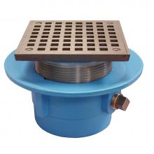 Jones Stephens D67046 - 3'' No Hub Code Blue Slab Drain with 7'' Pan and 6'' Nickel Bronze S