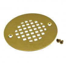 Jones Stephens D68508 - 4-1/2'' Polished Brass (PVD) Strainer with Screws for Bronze Shower Drains