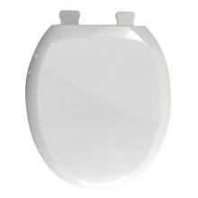 Jones Stephens 153627 - Slow-Close  Premium Plastic Seat, White, Round Closed Front with Cover and Adjustable QuicKlean Hi