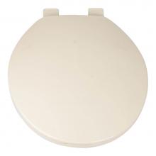 Jones Stephens 153628 - Builder Grade Plastic Toilet Seat, Bone, Round Closed Front with Cover and Adjustable Hinge