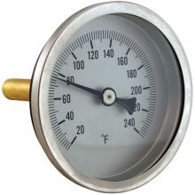 Jones Stephens J40561 - Bi-Metal Dial Thermometer, Angle Outlet with Brass Well, 1-1/8'' Stem, 1/2'' N