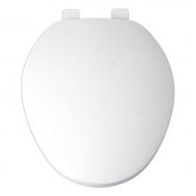 Jones Stephens 153630 - Builder Grade Plastic Toilet Seat, White, Elongated Closed Front with Cover and Adjustable Hinge
