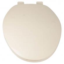 Jones Stephens 153634 - Builder Grade Plastic Toilet Seat, Bone, Elongated Closed Front with Cover and Adjustable Hinge