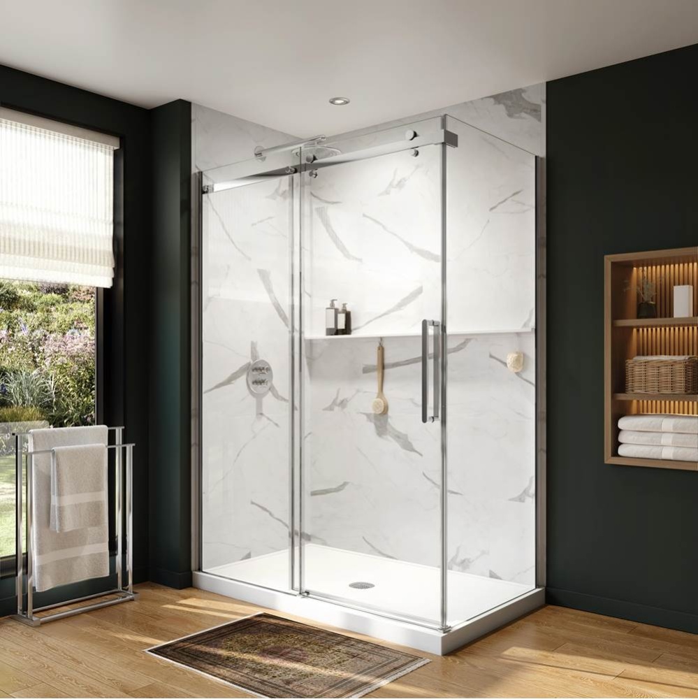 Axion 60 x 32 x 78 3/4 in. 8mm Sliding Shower Door for Corner Installation with Clear glass in Chr