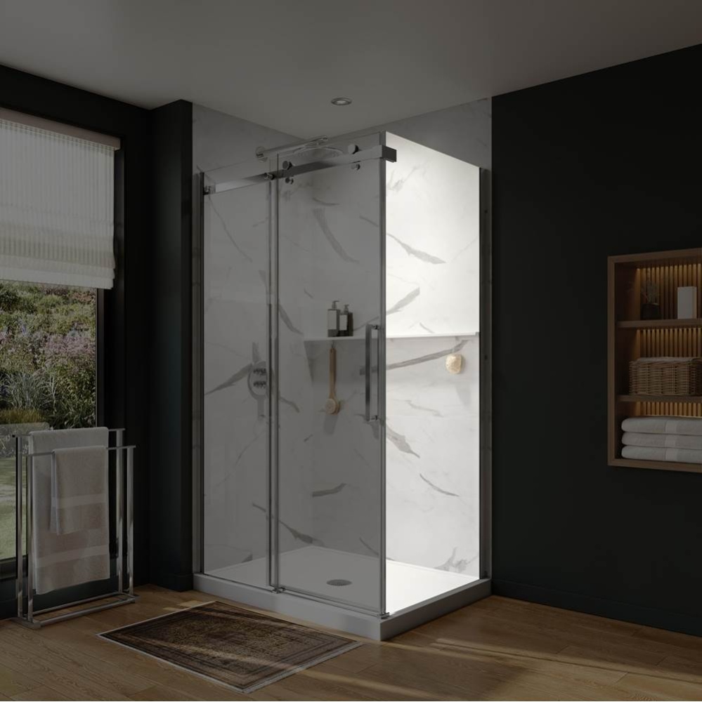 Axion Return Panel for 32 in. Base with Clear glass in Chrome