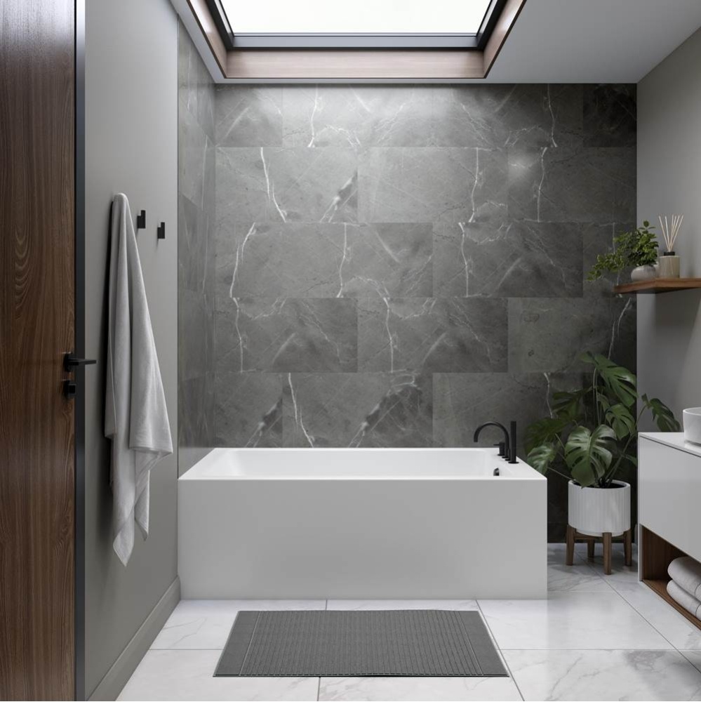 Pia 3660 IFS AFR Acrylic Left Corner Right-Hand Drain Bathtub in White