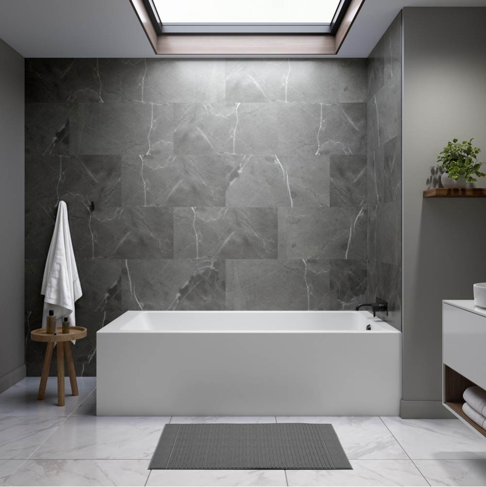 Pia 3672 IFS AFR Acrylic Right Corner Right-Hand Drain Bathtub in White